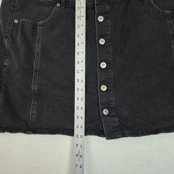 American Eagle High Rise A-Line Mini Skirt Black Denim Womens 20 0630 - Picture 6 of 7